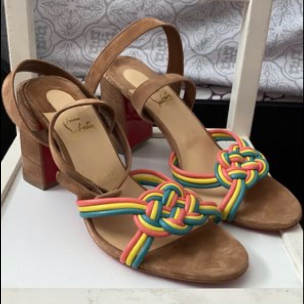 Christian Louboutin Ella 85 Multicolored Leather Ankle Strap Sandal